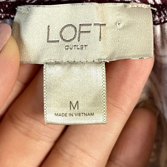 LOFT Womens Maroon and White Boho Geometric Leaf Print Maxi Skirt Size Medium - Picture 4 of 5